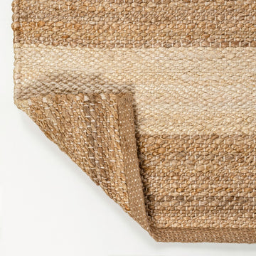 Jayden Rustic Farmhouse Woven Jute Stripe Area Rug